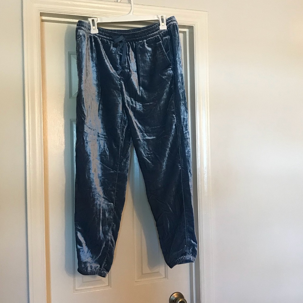 GAP light blue velvet joggers-size S NWOT